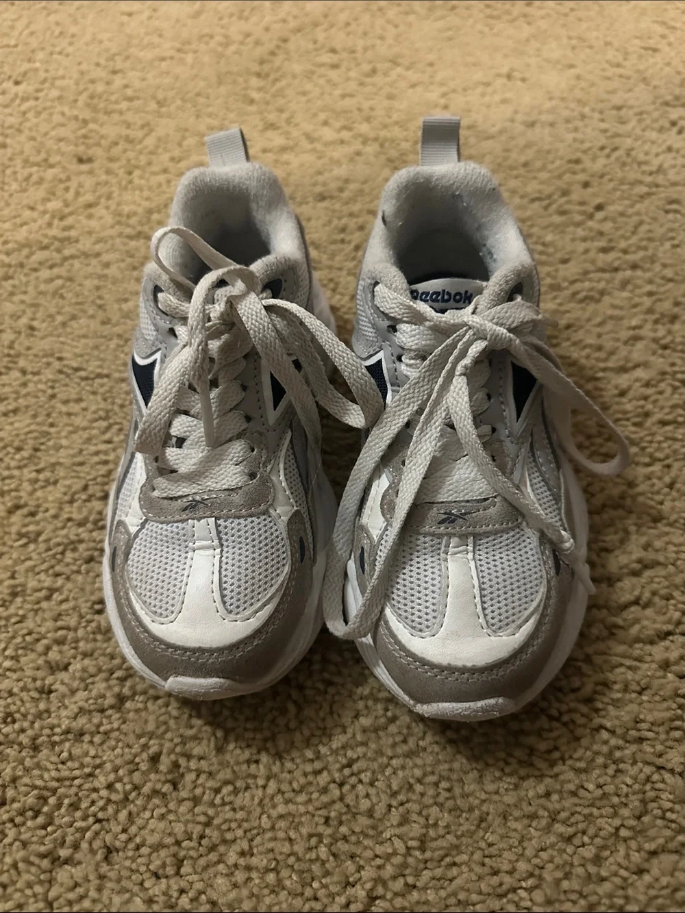 Reebok Kids White & Gray Athletic Sneakers